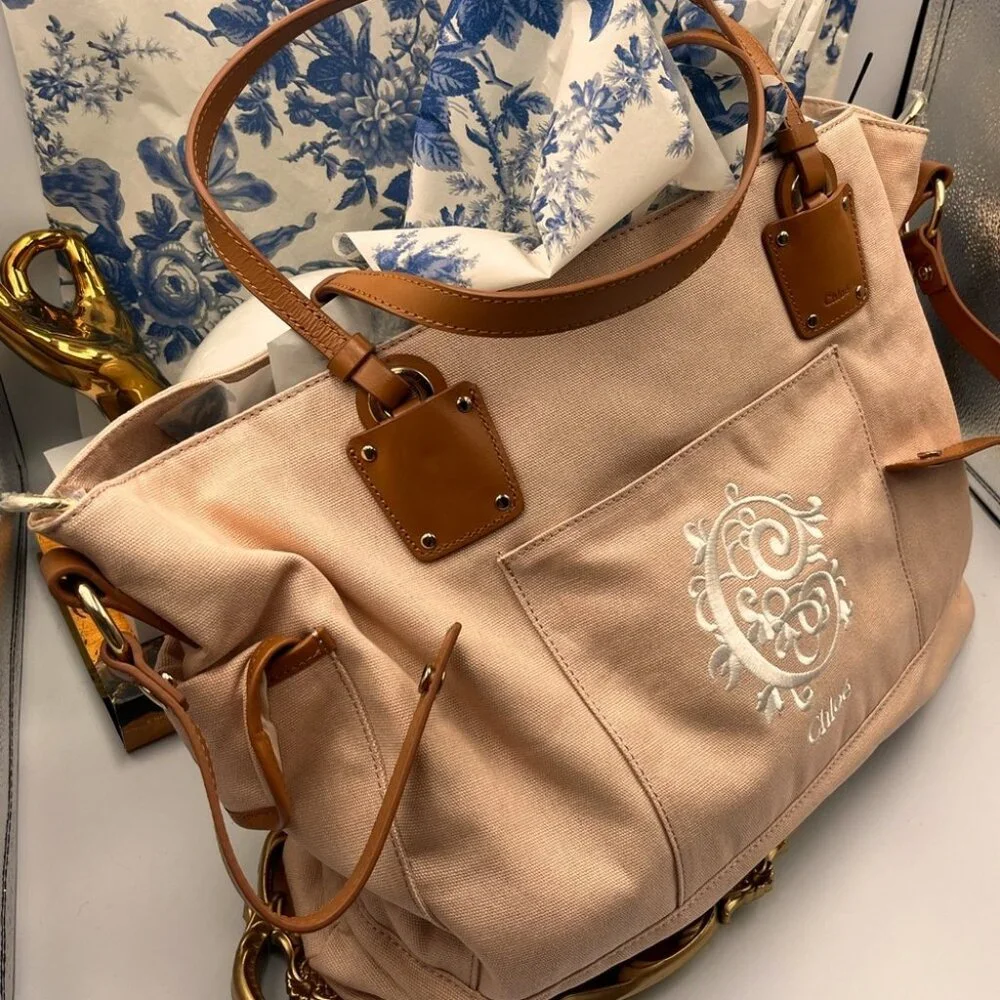 🆕 CHLOE 🧿 BNWOT Baby Canvas Changing Bag, Pink - AUTHENTICATED